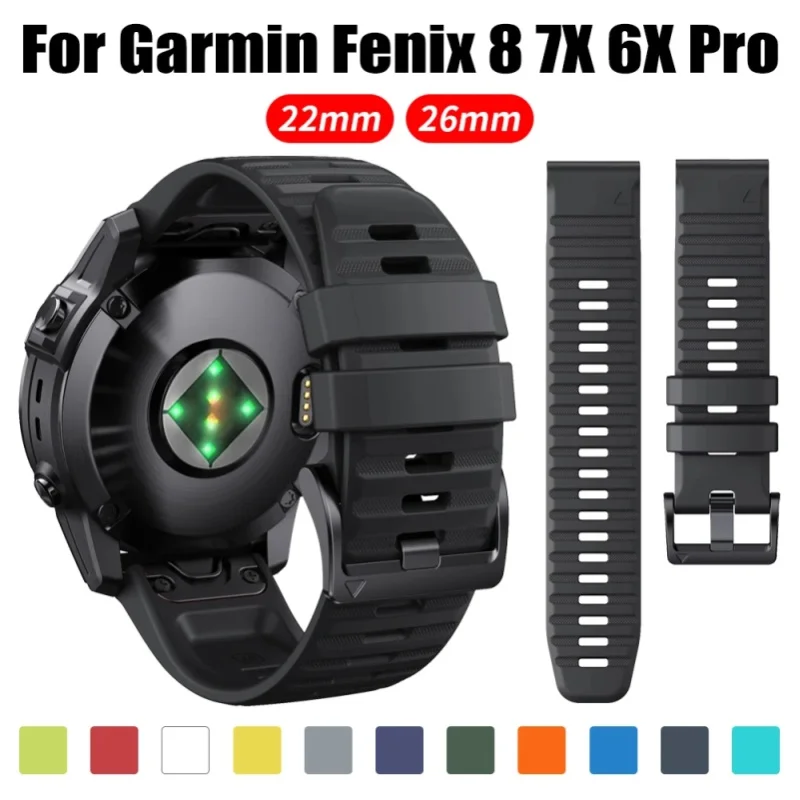 QuickFit 22mm 26mm Silikonarmband für Garmin Fenix 8 7X 6X Pro, Armband für Epix Pro Gen 2 47mm 51mm, Forerunner 970 965 Uhrenarmbänder