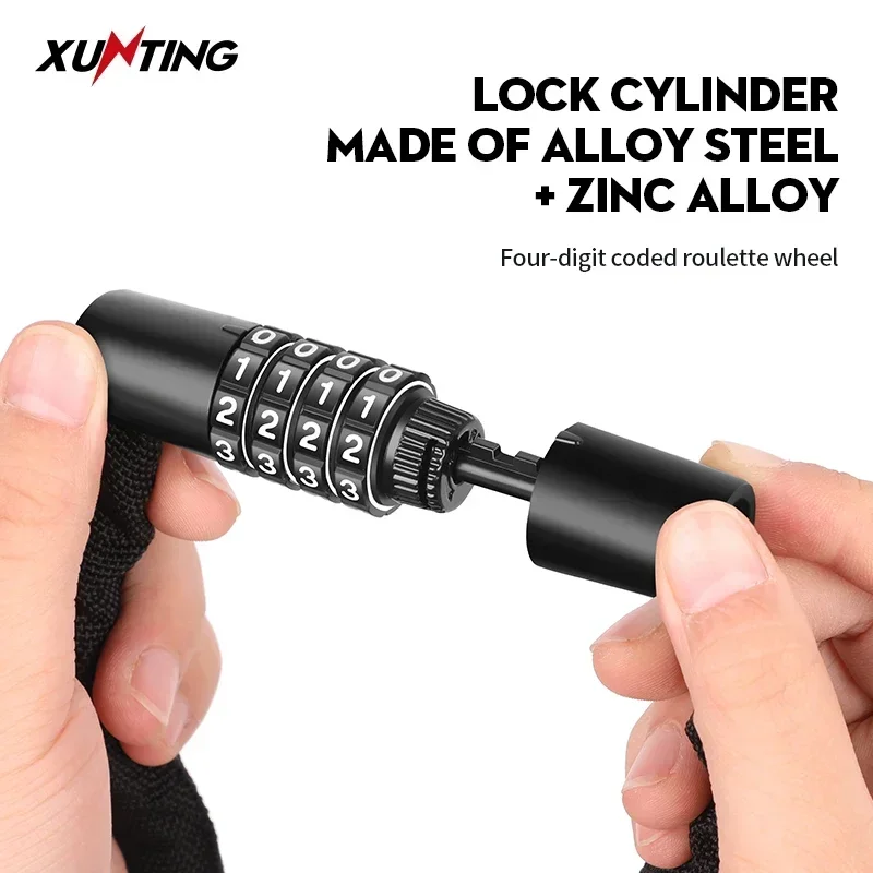 Xunting Bike Lock Secure Your Ride Equipment 4 Digit Combination Anti-theft Carbon Lock Mount MTB Bike Accessories