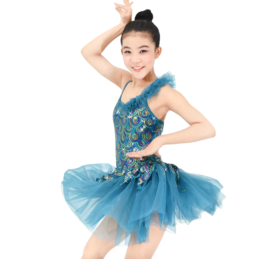 MiDee Peacock Sequins Ballet Tutu Dress Ballet Clothing Performance Stage Dresses Dance Solo Team Costumes Wear Dresses