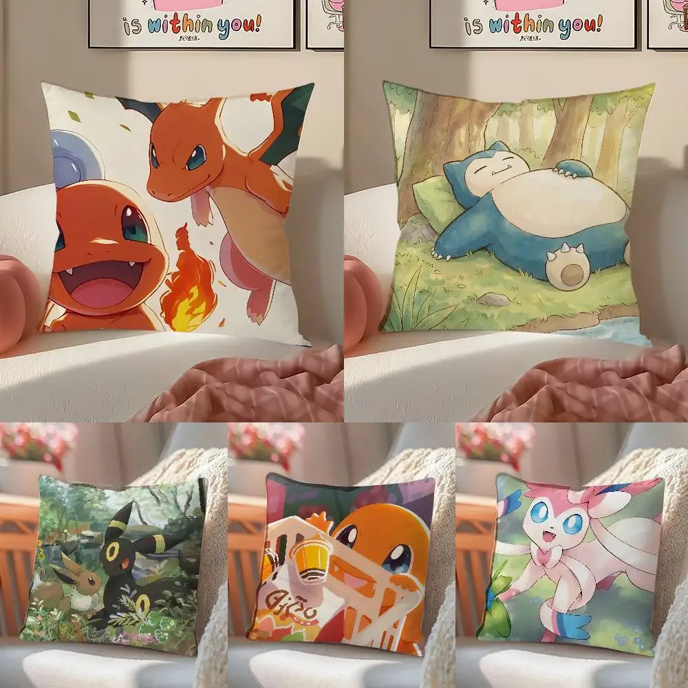 Pokemon Leafeon Anime Plush Pillow Cover Soft Short Plush Cushion Cover For Sofa Bedroom Home Decor Gift Decoration