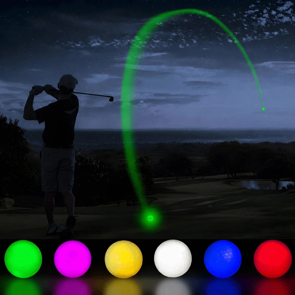 Multicolor Glow In The Dark Golf Balls Resettable Time 40 Hours Battery Life LED Golf Balls Reusable 3 Layer Construction
