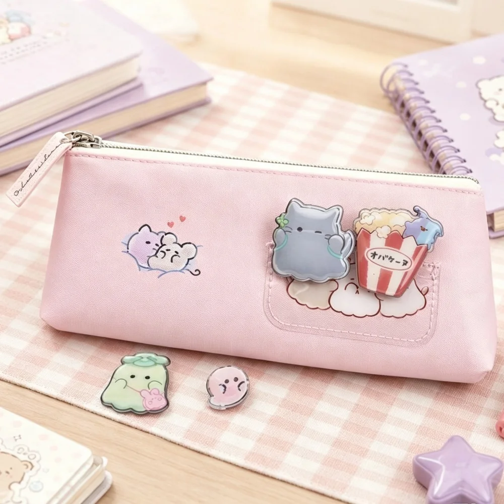 Canvas Triangle Pencil Bags Multifunctional Storage Pouch Minimalist Style Student Office Stationery Organizer School Supplies