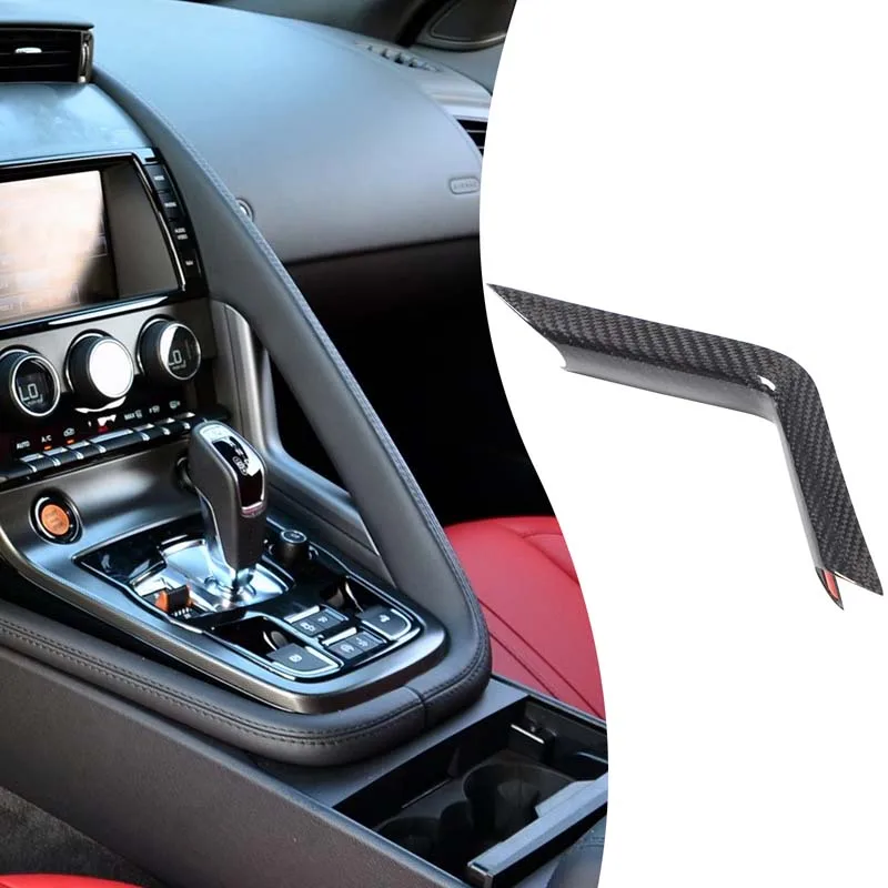 1piece set Real carbon fiber For Jaguar F-TYPE 2013+ car gear side L-shaped decorative strip sticker Car protection accessories