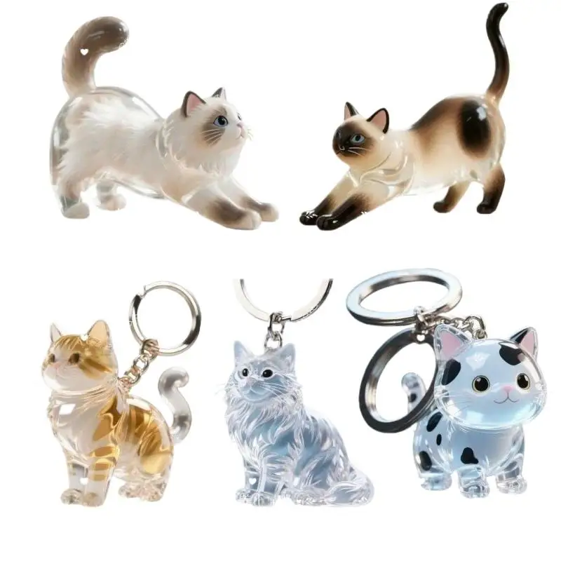 Niedlicher Katzenhaar-Aufbewahrungs-Schlüsselanhänger Taschenanhänger Transparente Haustier-Fell-Andenkenkapsel Souvenir-Sammlung Geschenk Dekorationszubehör – Detail 6