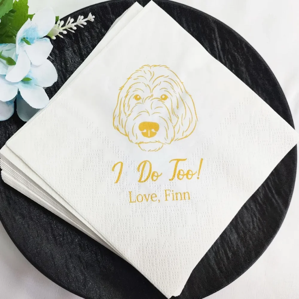 50pcs Custom Pet Personalized Wedding Napkins,Dog Portrait Serviettes,Cat Simple Cocktail,Luncheon,Illustrated Napkin,Pet Party