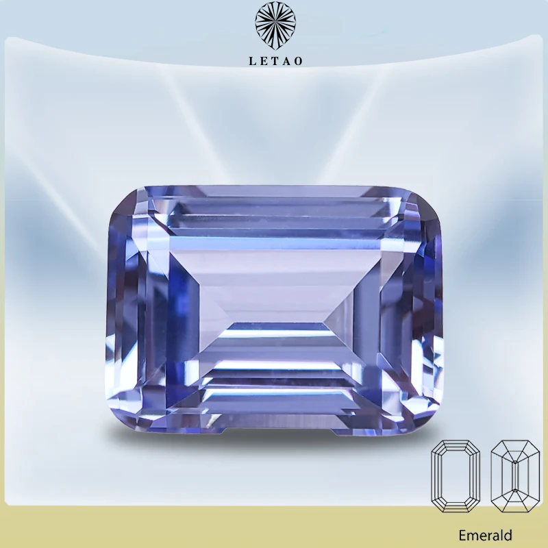 

Lab Grown Sapphire Emerald Cut Cornflower Color Gemstone for Charms DIY Ring Necklace Earrings Materials Selectable Certificate