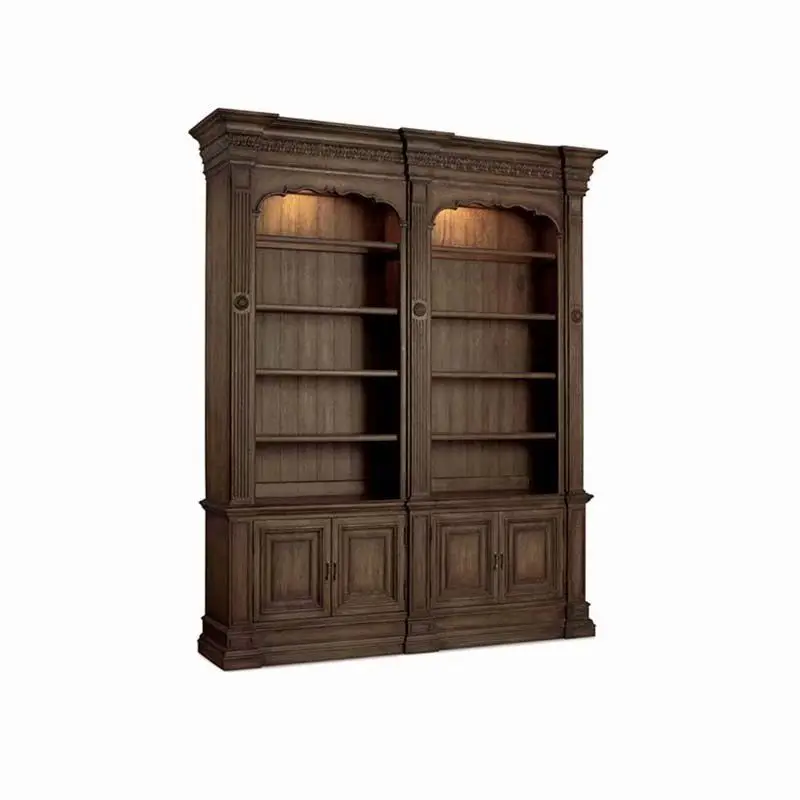 American High-end Study Restores Ancient Ways Old Solid Wood Oak Carvings Bookcase