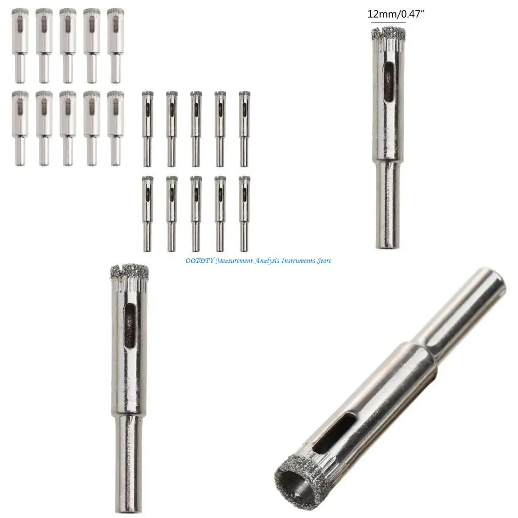 

367D 10шт 12мм алмазные сверла с алмазным покрытием Кольцевая пила Стеклянная плитка Керамический мрамор