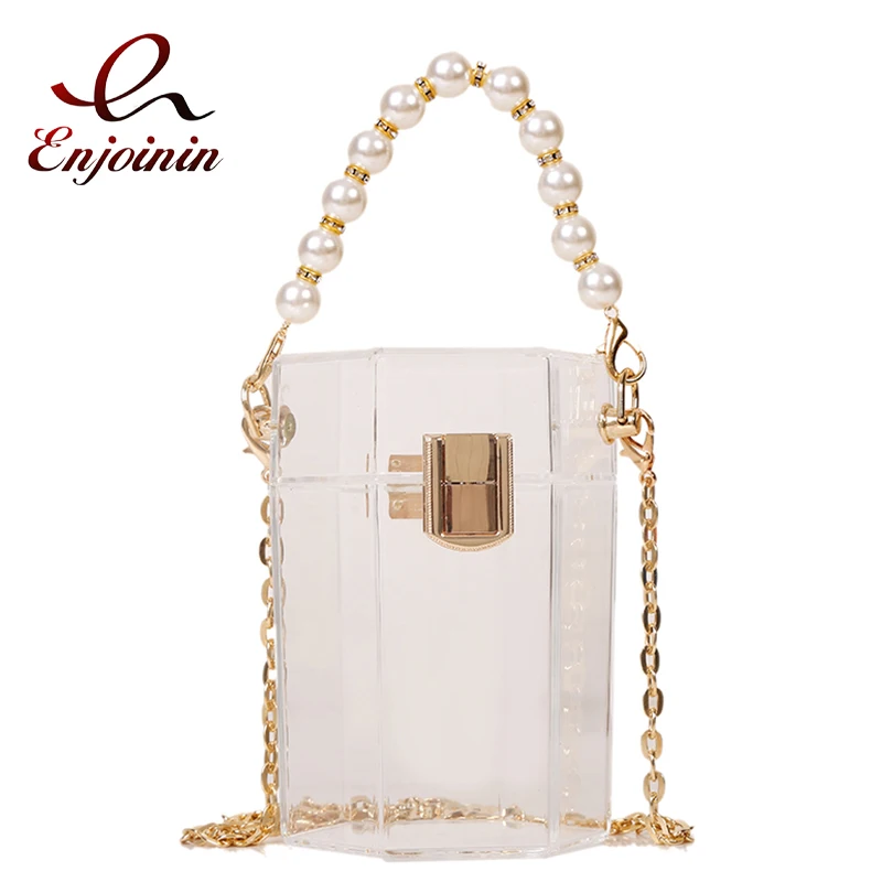 Clear Small Acrylic Box Party Clutch Bag Luxury Women Purses and Handbags Wedding Evening Bag Designer Ladies Chain Shoulder Bag