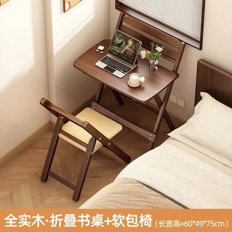 Solid wood rubber wood folding desk children's table student studytable household bedroom small