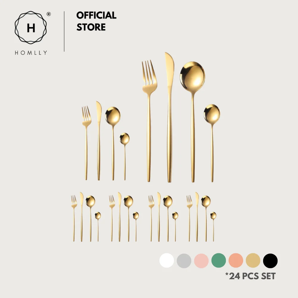 

Homlly 24 Piece Stainless Steel Flatware Silverware Cutlery Set
