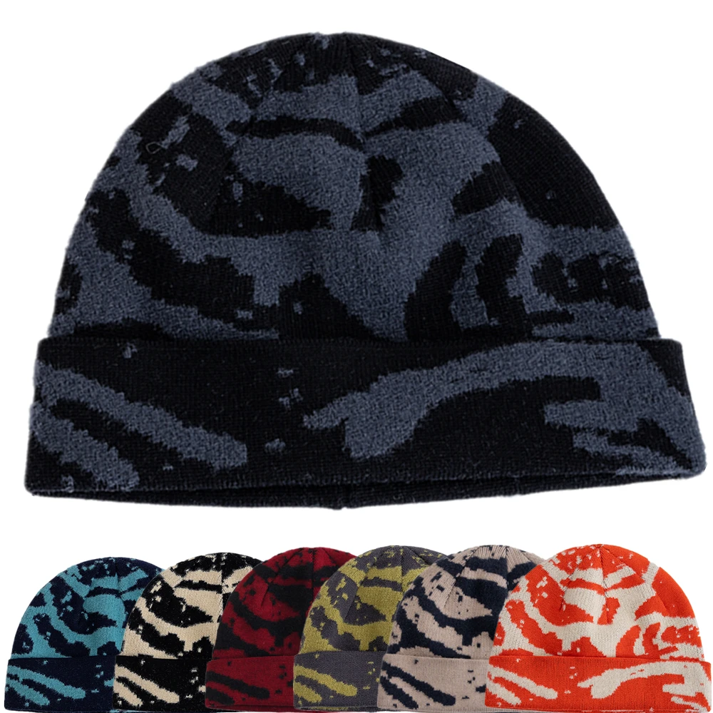 Neue Unisex Outdoor Skull Cap, modische geometrische Druckmuster, schicke Wintermützen im Seemannsstil für Herren und Damen, Herbst-Ski-Beanie-Mütze – Detail 7