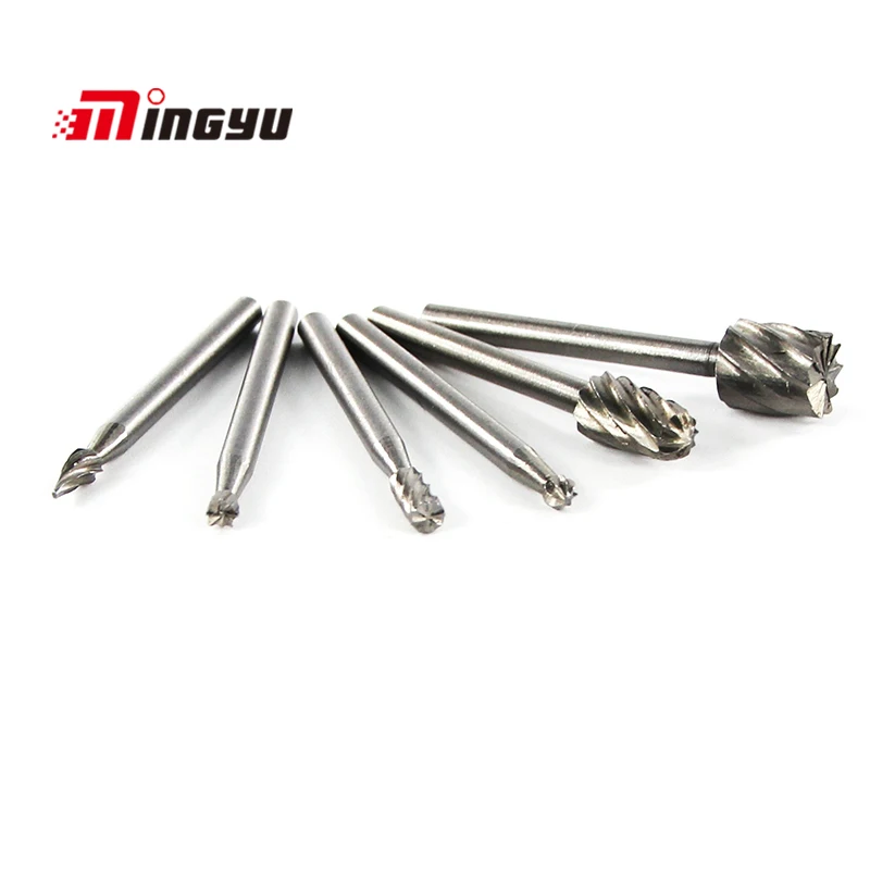 6 Pcs Mini Drill Bit Round Shank 3.175 mm Cutting Tools Rotary Tool For Woodworking Knife Wood Carving CNC Engraving Tools