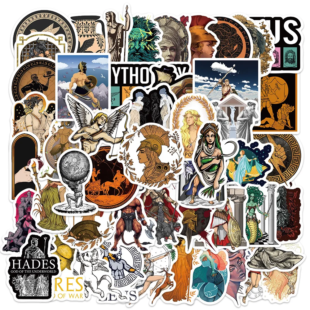 50Pcs Greek Mythology Aesthetics Stickers Vinyl Waterproof Stickers for Water Bottle Laptop Phone Skateboard Kids Toy Gifts