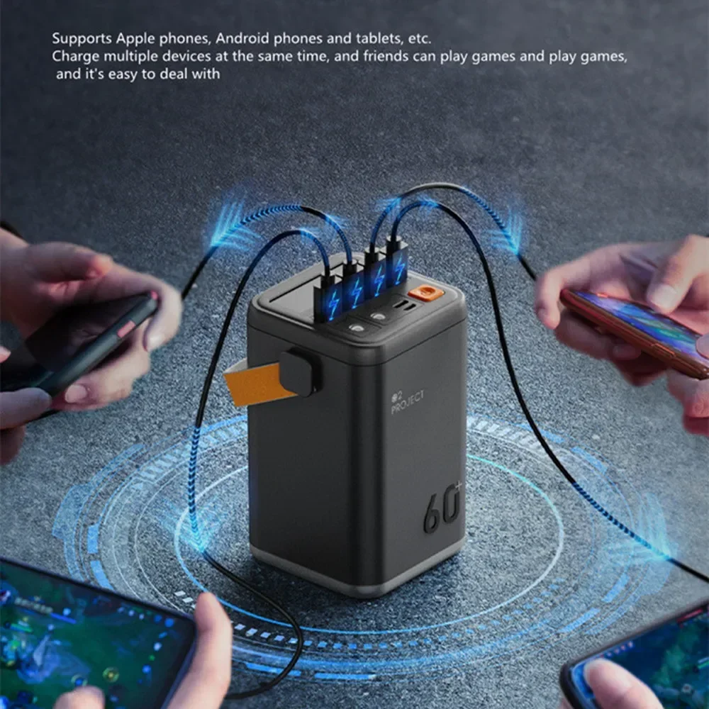 For Xiaomi IPhone Mobile Power Station 60000mAh Outdoor Power Bank Portable PowerBank External Battery Pack PD 30W Fast Charger