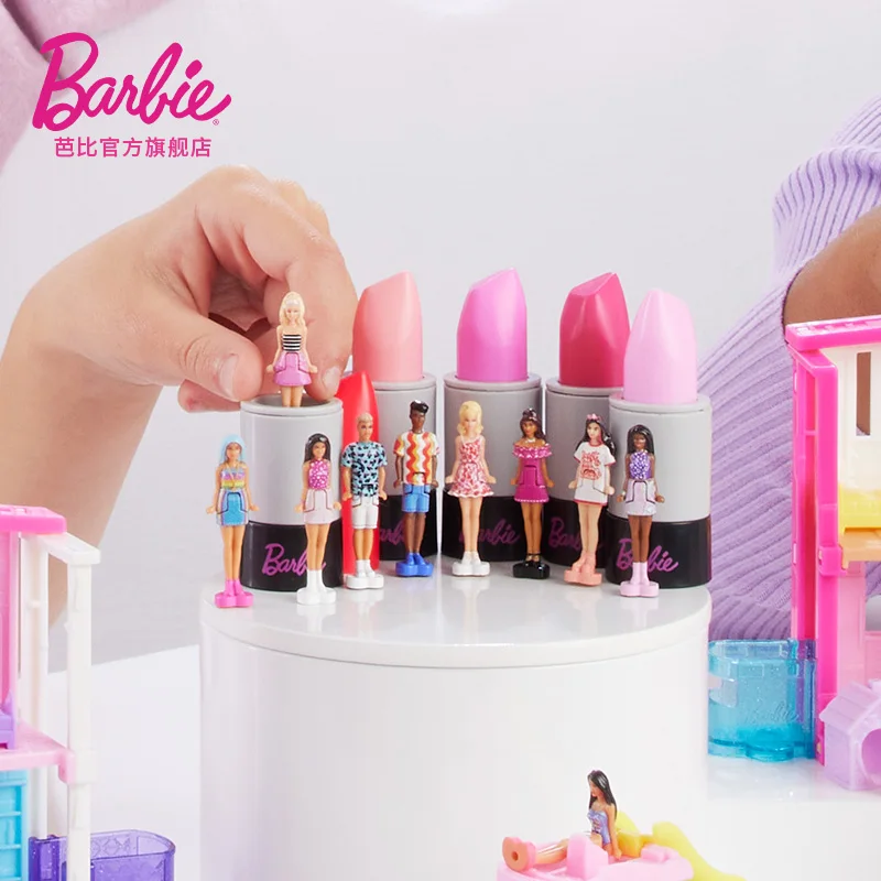 Barbie Mini Lipstick Surprise Blind Box Color Changing Doll Toys for Girls with Fashion Accessories Collectible Play Set Gift