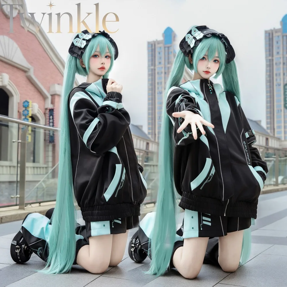 Kawaii Idol Outfit Women Mint Green Top Set Japanese Anime Fashion J Pop Girl Group Fall Streetwear