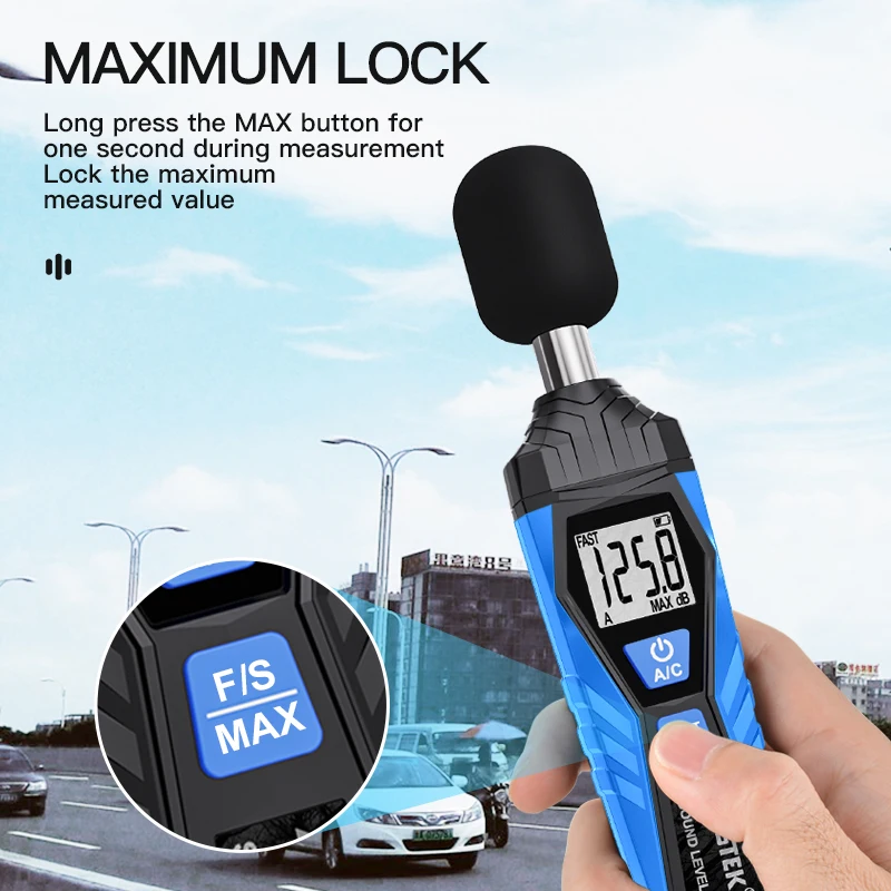 SL720 Mini Sound Level Meter Pengukur Desibel Perekam Kebisingan Detektor Audio Digital Alat Diagnostik Otomotif Mikrofon
