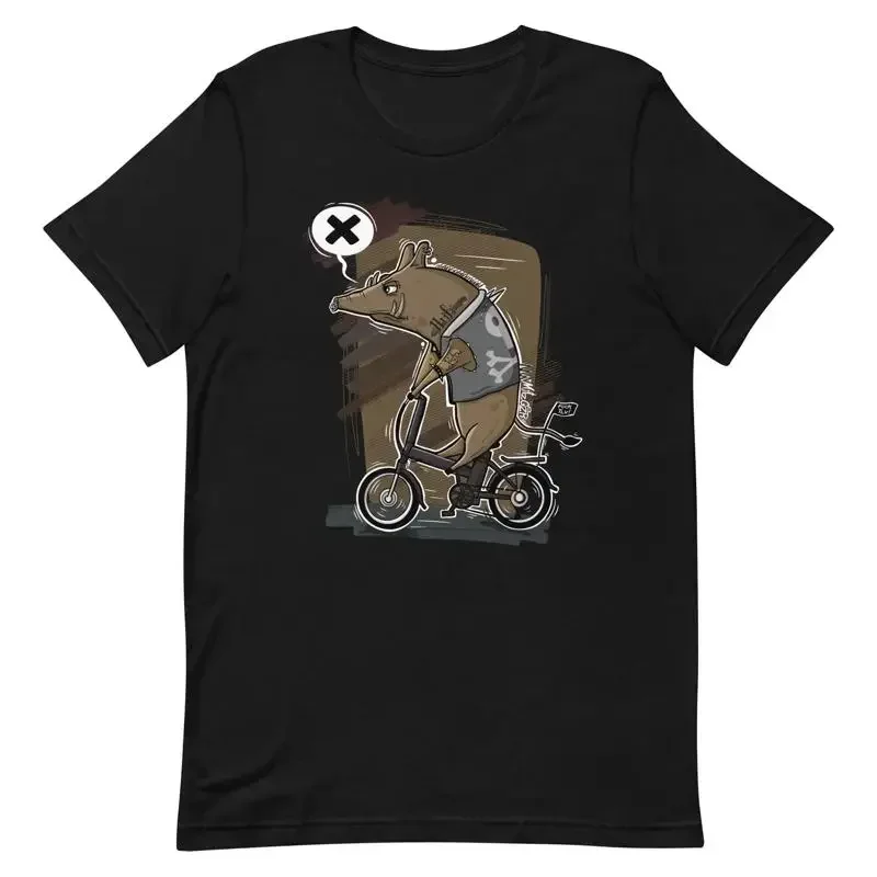 Wild Boar Biker T shirt Punk Animal Cartoon Evil Design