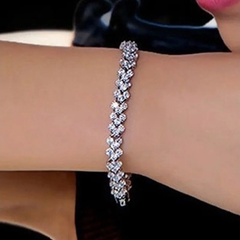 Fashion Women\'s Crystal Bracelet Gold and Silver Rose Gold Color Bracelet Weight Loss Magnetic Therapy Bracelet Health Jewelry