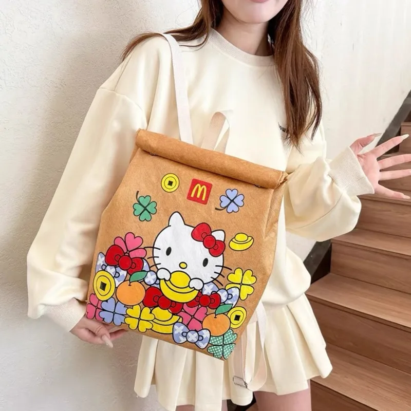 Miniso Hellokitty Nowy projekt Plecak Kawaii KT Print College Student Bookbag Cute Sanrio Kid Schoolbag Casual Bag Girl Gift