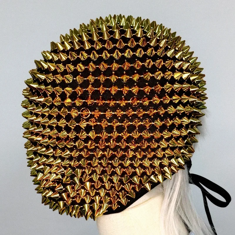 Full Coverage Custom infinite-lighting Couture Spiked Mask,Golden Spike Mask