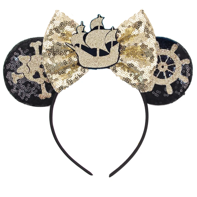 2024 Newest Disney Mickey Ears Headband For Girls Sequins Bow Hairband Festival Party Dress Up Headdress DIY Hair Accessories