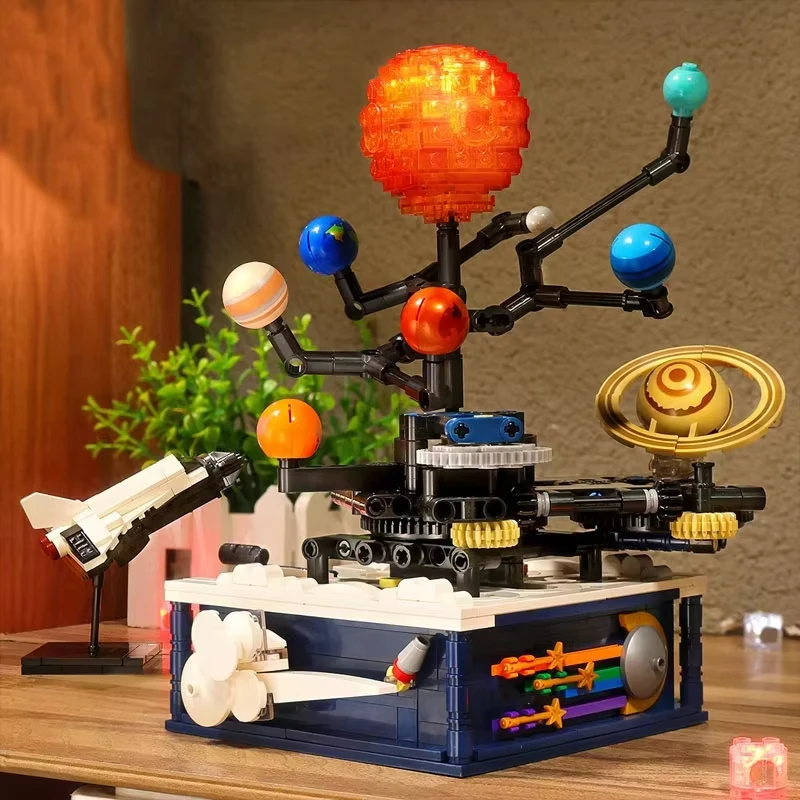 

775pcs Rotating Solar System Building Blocks MOC Set Educational Space Search Series Toys for Children Creative Gift