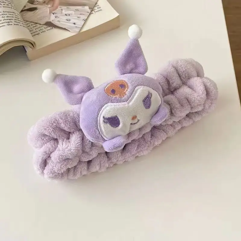 

Милые плюшевые аксессуары для волос Sanrio: повязки для умывания с Куроми и Мелоди, а также с Циннамороллом и ПомпомПурином, не скользящие, эластичные