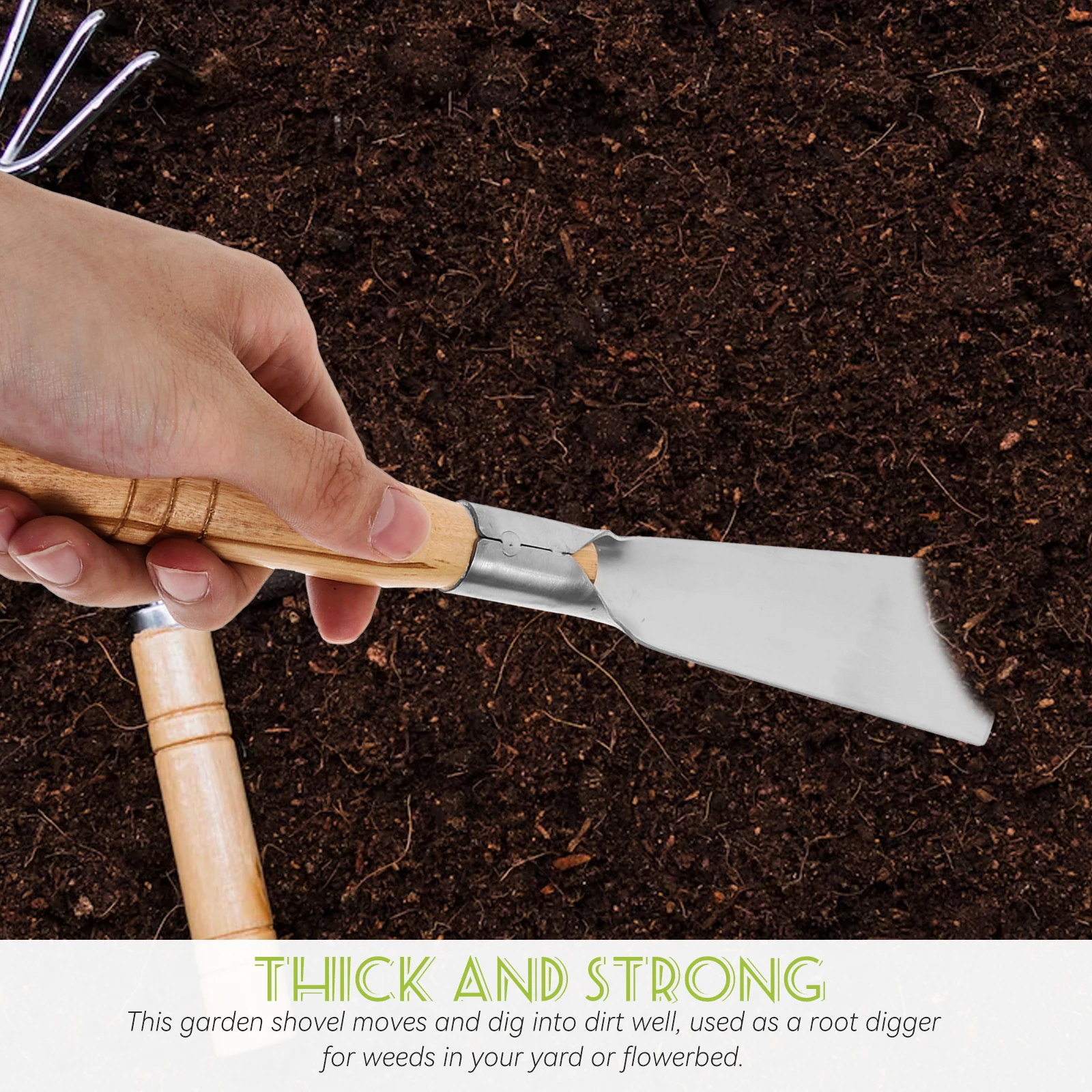

Flat Shovel with Wooden Handle Shovels Gardening Digging Round for Bark Spade Tree Remover