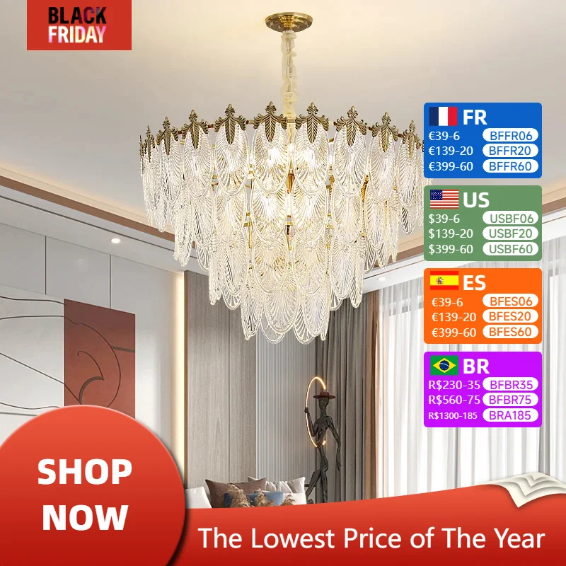 

Modern Art Leaves Glass Pendant Chandelier Round Led Lights Bedroom Modest Ceiling Lamps for Room Lustre Fixtures Home-appliance