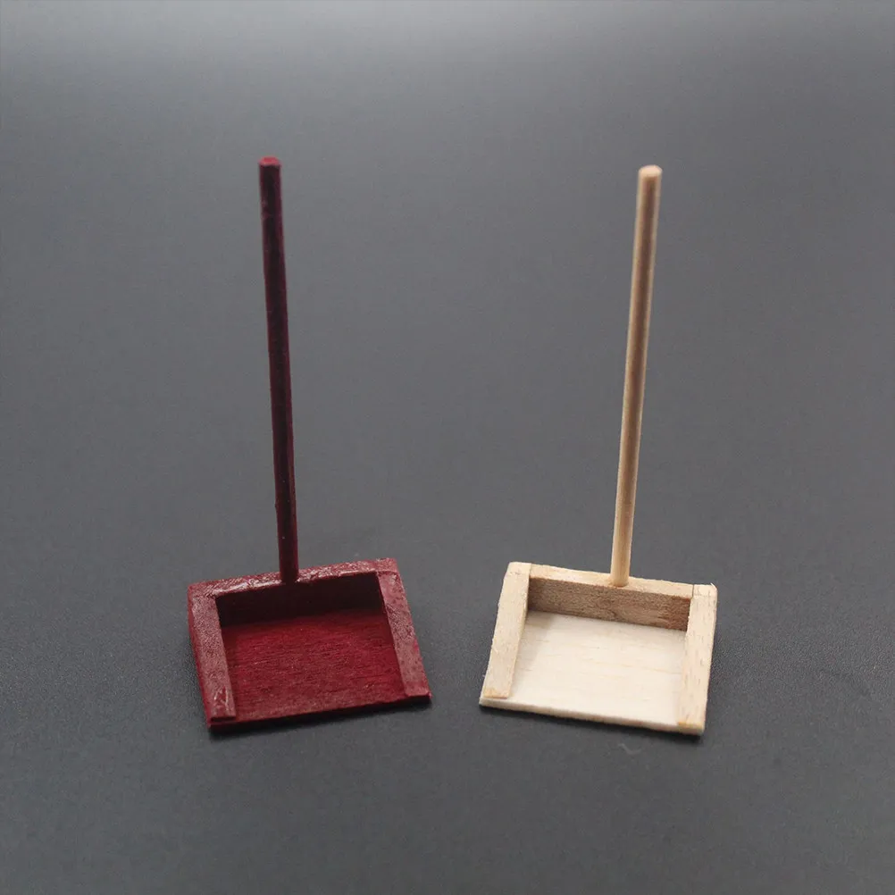 2Pcs Wooden Mini Broom and Dustpan Set Exquisite Craftsmanship Creative Chic Decor for Dollhouse Miniature Mini