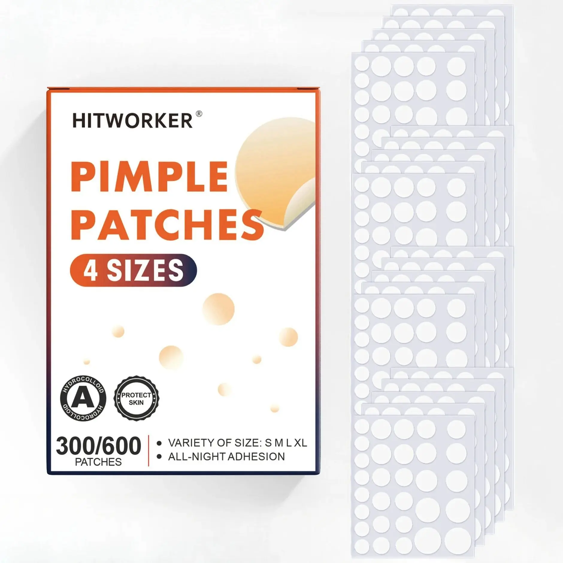 

300/600 невидимых прозрачных пластырей от прыщей, используемых для размещения пятен на лице, без спирта и петалате.