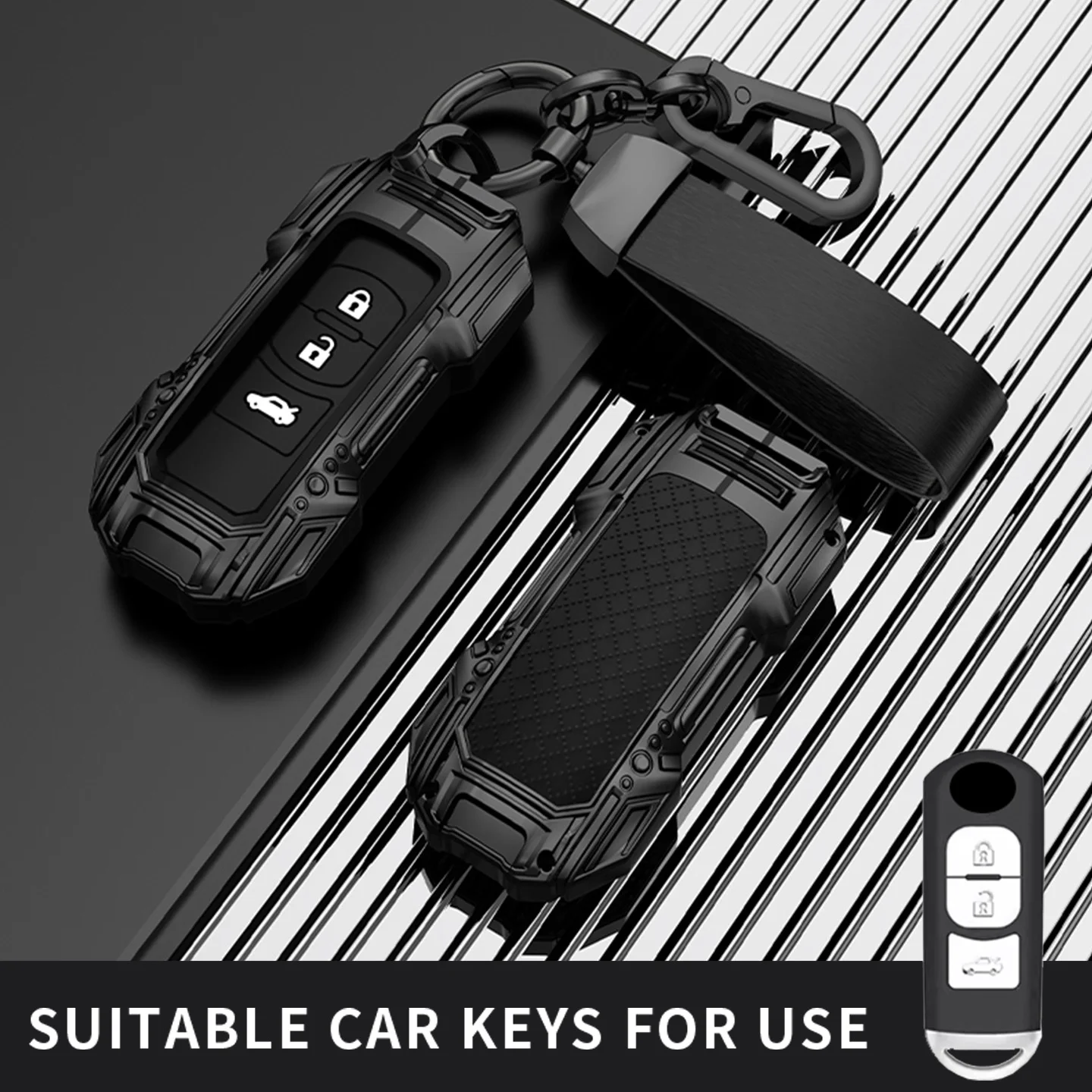 Passend für Auto, Zinklegierung, Silikon-Schlüsseletui, Ringabdeckung für Mazda 3, Alexa, CX-30, CX-5, CX8, CX9, CX4, Axela Demio