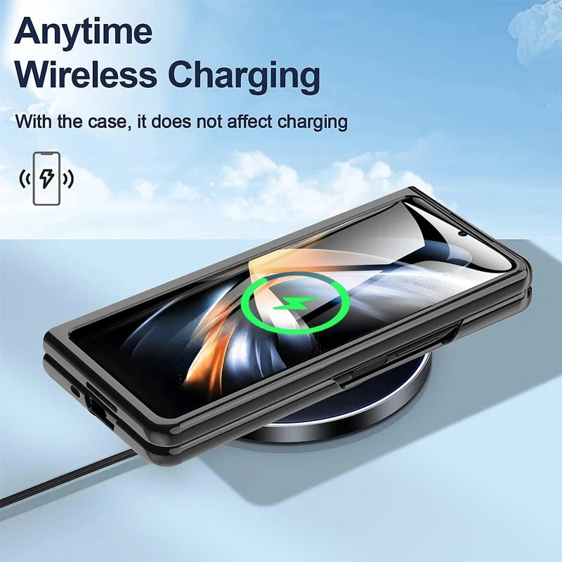 For Samsung Galaxy Z Fold 6 Z Fold 5 Leather Case With Ring Screen Protector Plating Woman Girl Luxury Phone Case For Z Fold 4 3