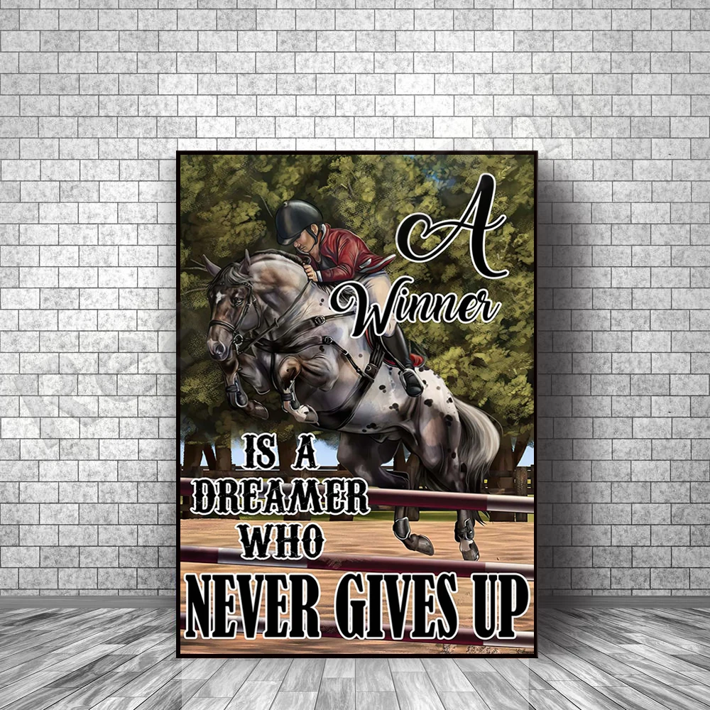 The winner is the dreamer who never gives up poster, love to ride retro poster, wall art