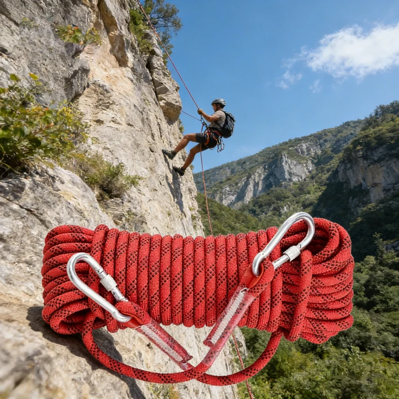 10M/20M/30M Rock Climbing Rope Outdoor Static Rapelling Rope Blue Clothesline for Fire Rescue Safety Escape Climbing Accessories