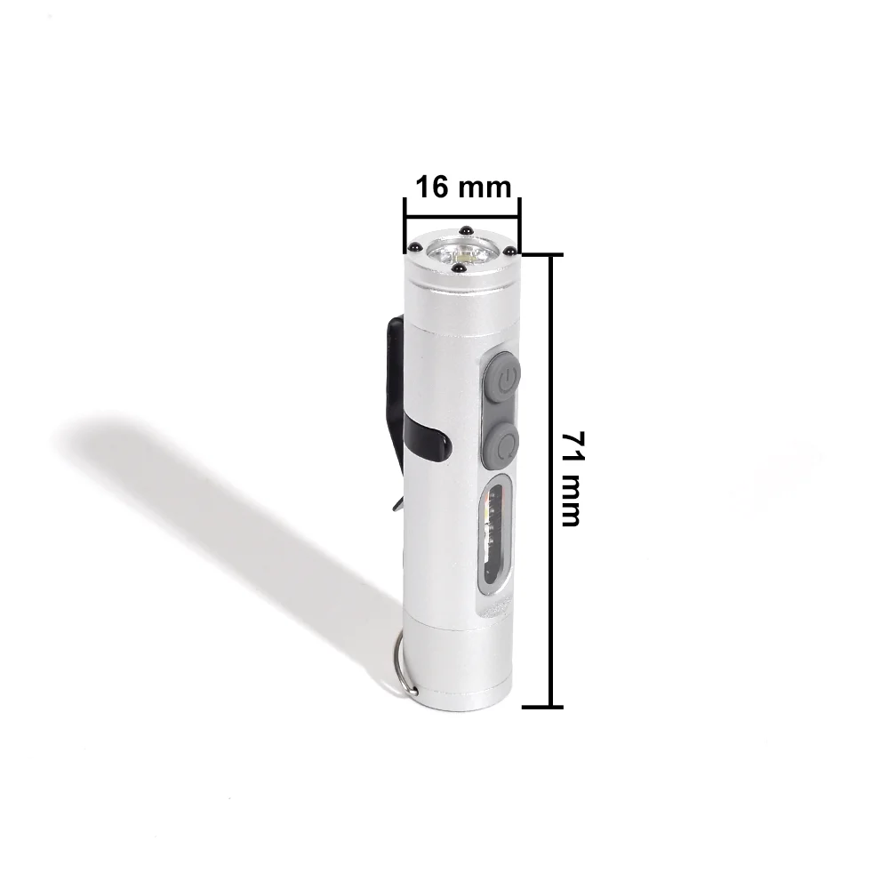 500 Lumens Rechargeable Keychain Flashlight Glow Mini EDC Pocket Camping Flashlight Magnetic Strap Side Light