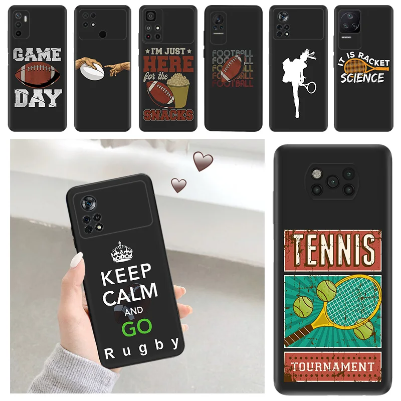 Phone Case For Xiaomi POCO X5 M3 M4 M5S C40 C50 C51 F3 F4 F5 X4 X3 Pro F1 14 Tennis God Rugby Redmi A3X Soft Protective Cover