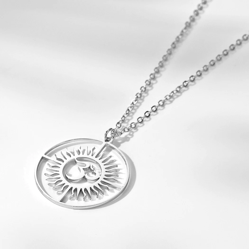 كينيتيال الهند تاميل أوم رمز مع ترايدنت قلادة قلادة من الفولاذ المقاوم للصدأ Om شيفا رمز اليوغا خمر تعويذة المجوهرات