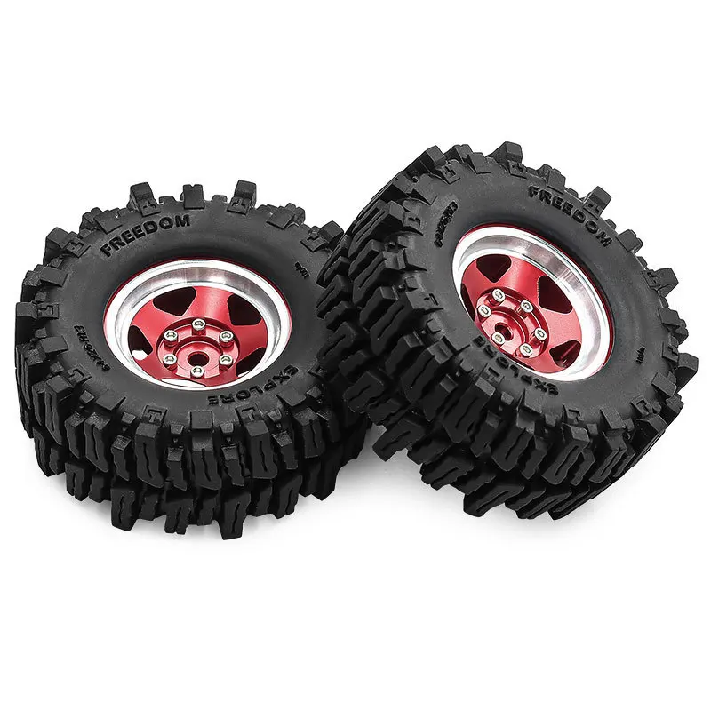 ยางนิ่มแบบโคลนขนาด 1.3 นิ้ว 64x26 มม. ขอบล้อ Beadlock สำหรับ TRX4M SCX24 AX24 FCX24 FCX24M Ascent-18 1/18 1/24 อะไหล่รถบังคับวิทยุแบบครอว์เลอร์