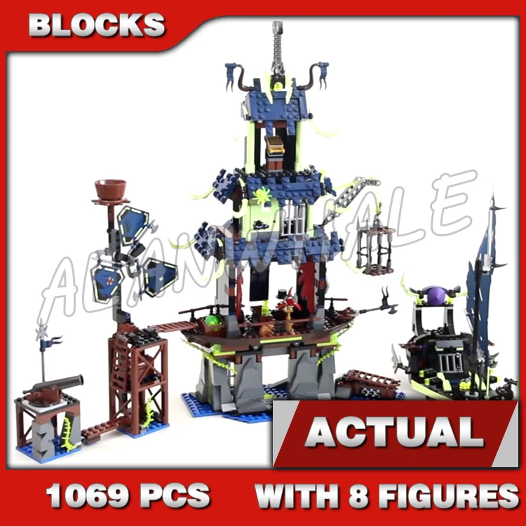 1069pcs Shinobi City of Stiix Temple Ghost ship Outpost Nya’s speedboat 10401 Building Block Toys Compatible With Model