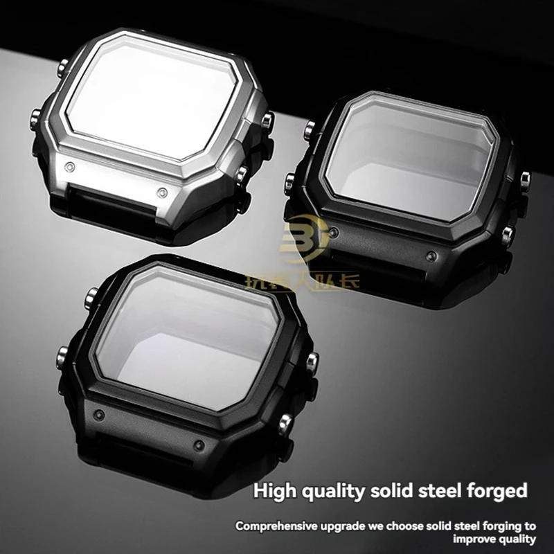 AE1200 Case Mod Kit All Metal For Casio 3299 AE-1200 AE-1200wh AE1300 Bezel Glass Stainless Steel Shell Watch Chain Strap Case