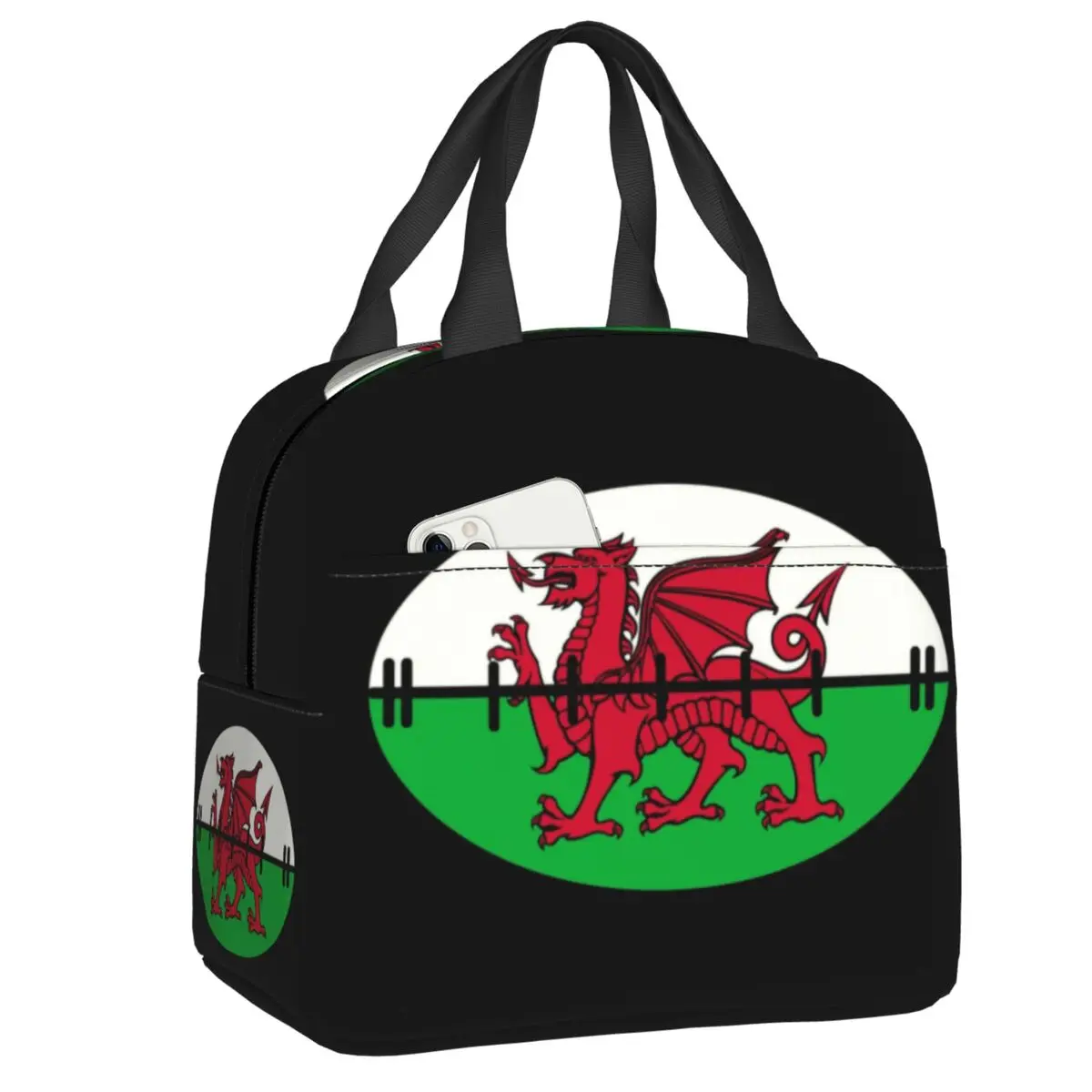 Custom Wales Dragon Flag Insulated Lunch Bags for Women Welsh Proud Portable Cooler Thermal Food Lunch Box Work School Travel
