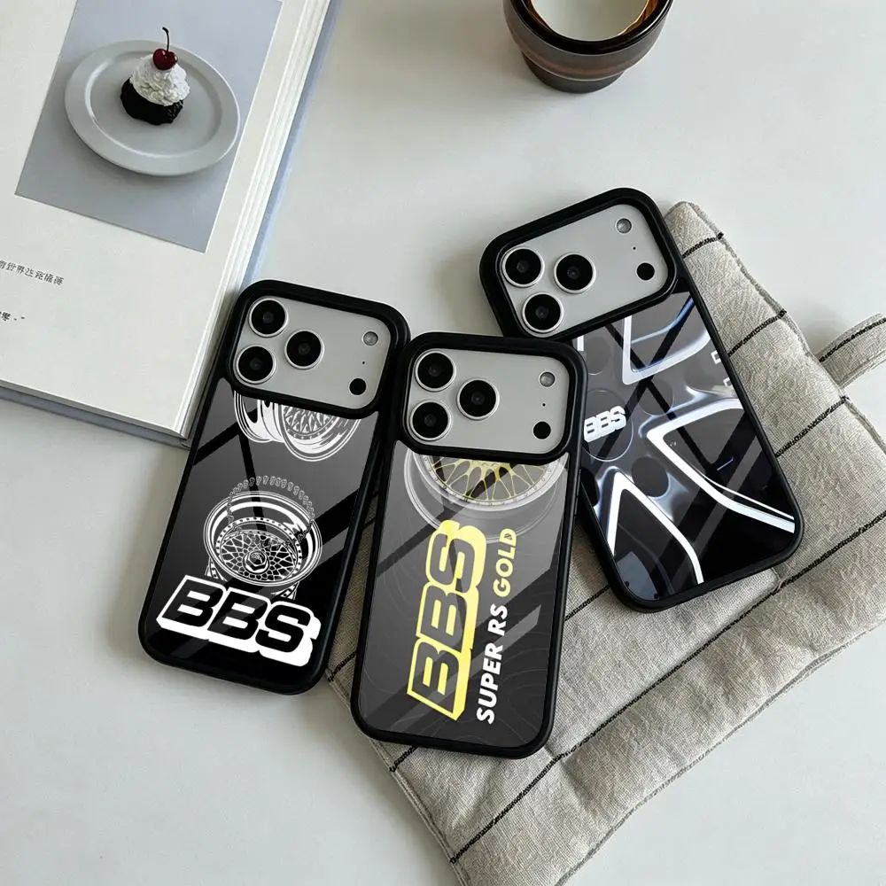 Funda de silicona y TPU para iPhone 17, 16, 14, 11, 12, 15, 13 Pro Max, 8, 7, 6 Plus, X, SE, XR con diseño de llanta de coche BBS y cubierta rígida
