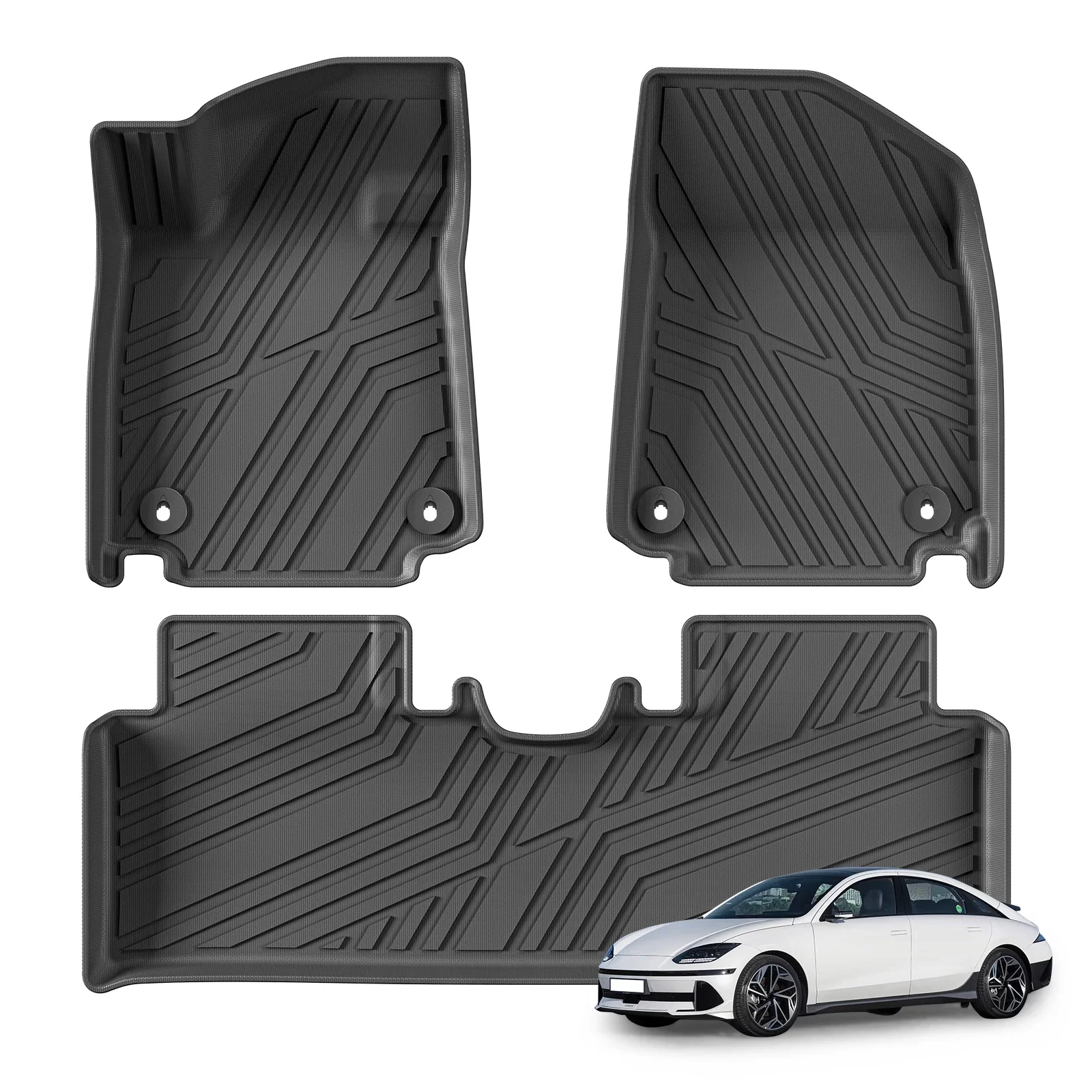 LUCKEASY for Hyundai Ioniq6 2023 2024 Car Floor Mats TPE Waterproof Wear-resistant Cargo Liner Trunk Pad Left-hand Drive