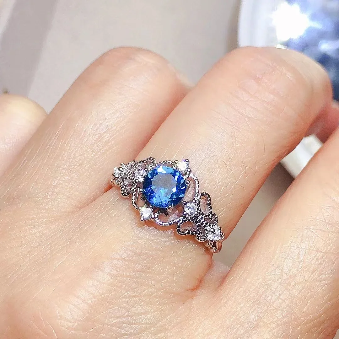 Vintage 925 Silver Topaz Ring for Party 6mm VVS Grade Natural Topaz Silver Ring Solid 925 Silver Topaz Jewelry