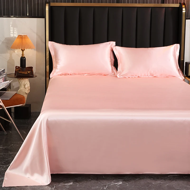 Mulberry Silk Bed Sheet Set with Fitted Sheet Flat Sheets Pillowcase Luxury Solid Color Bedding Sets Wrinkle-Free Antiallergic