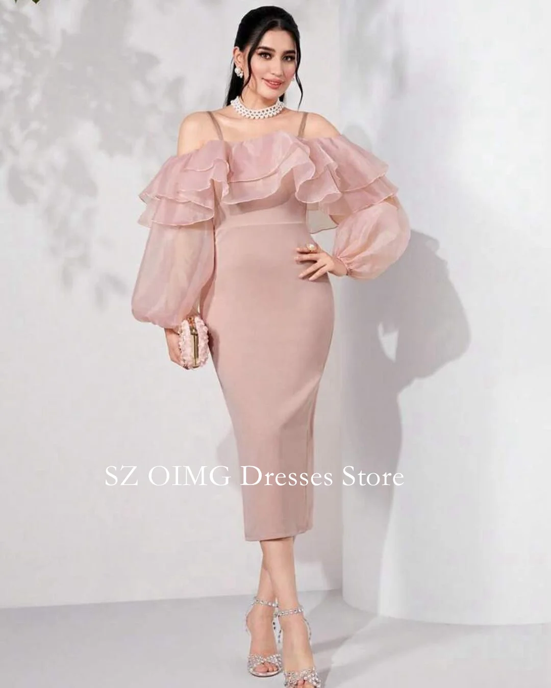 

High Quality 2024 New Summer Women's Maxi Dress Sexy Spaghetti Straps Puff Sleeves Fashion Elegant Celebrity Party Dress