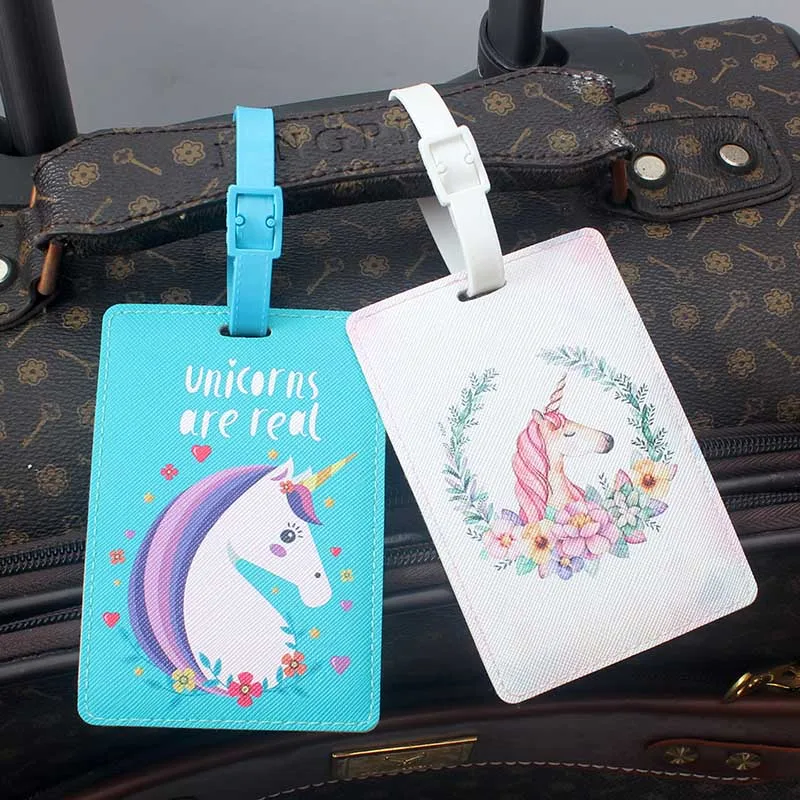 Fashion Unicorns Luggage Tag Women Travel Accessories PU Suitcase ID Address Holder Baggage Boarding Tag Wedding Gift